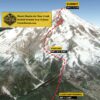 A graphic of the route you will take on a summit hike of Mt Shasta via the Clear Creek route with Shasta Mountaineering School.