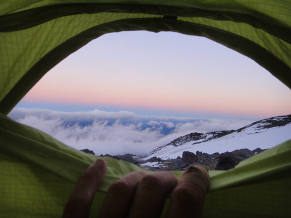 Sunset from a tent on a Mt Shasta summit climb!
