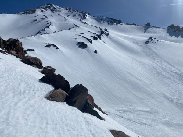 Skiing the West Face after a summit climb of Mt Shasta!