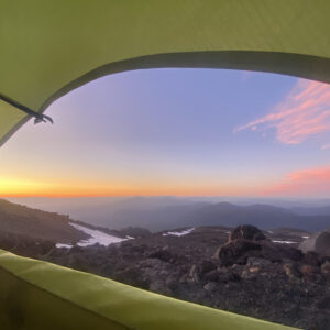 Sunrise from camp on Mt Shasta's Hotlum Bolam Ridge