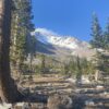 Looking up the route from base camp the day before we summit Mt Shasta with a guide