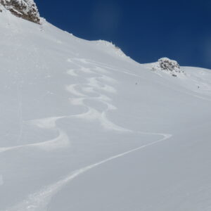 Ski tracks on Casaval Ridge after climbing Mt Shasta!